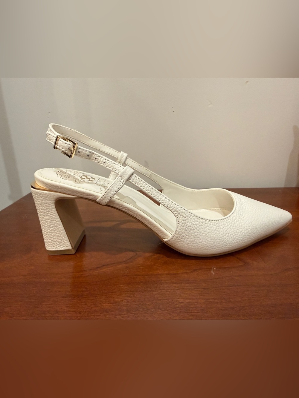 Vince Camuto Ivory Pointed Slingback Block Heels - Picture 2 of 4